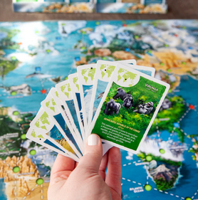 Expeditions Around the World location cards and world board