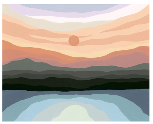 CreArt final image, depicting a simple mountain sunset