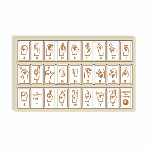 wooden tiles with ABC's written and in sign language 