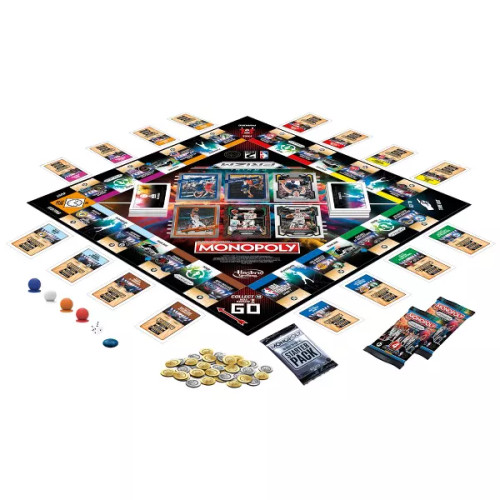 Board set up for play with cards, tokens and other game components