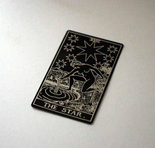 Black etched metal Tarot Card - The Star