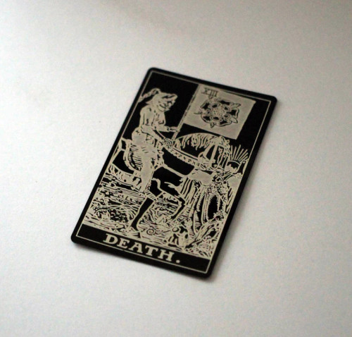 Black etched metal Tarot Card - Death