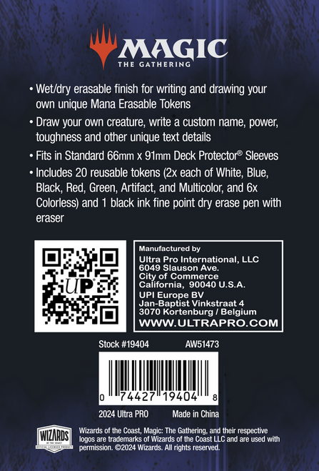back of packaging with contents listed and a QR code 