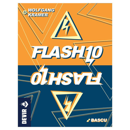 Flash 10 box cover, depicting lightning symbols on orange and blue