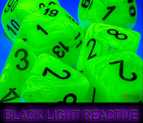 The dice with Black Light Reactive effect