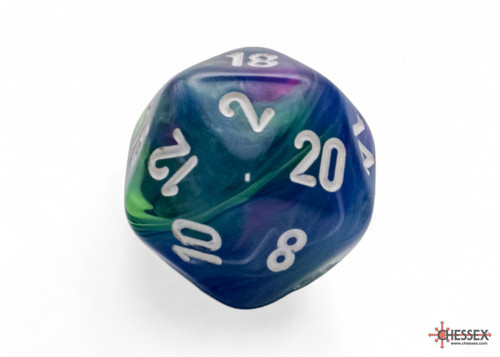 Close up of the color swirling on a d20
