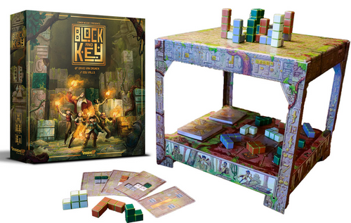 Block and Key game play, including two-tier board and cards