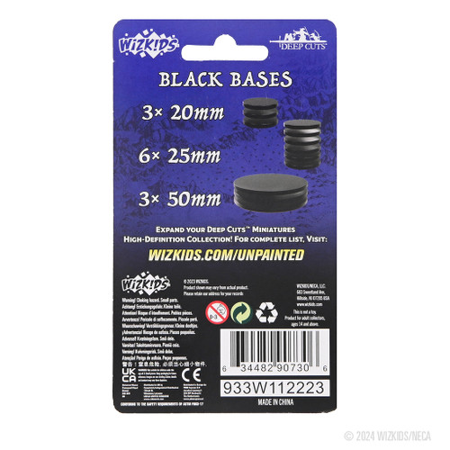 Back of packaging for black bases
