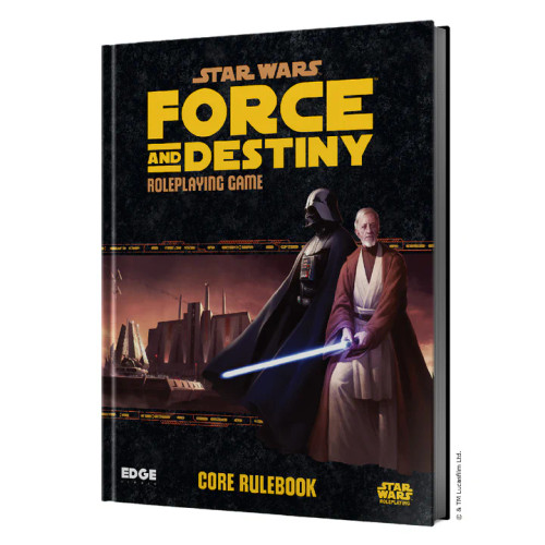 Force and Destiny Core Rulebook cover art, depicting Darth Vader and Obi-Wan Kenobi