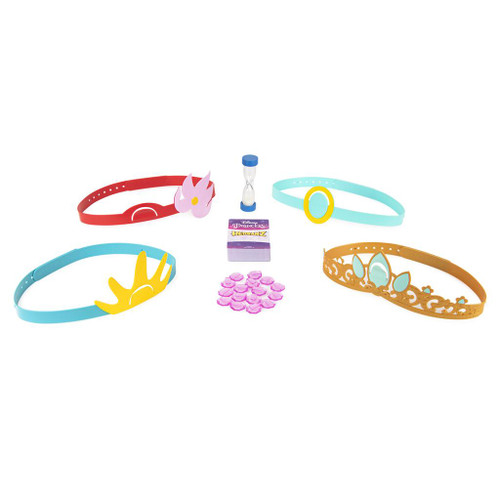 Game components, headband crown timer, cards and gems