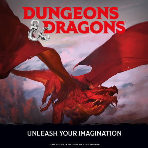 Dungeons & Dragons key art featuring a red dragon