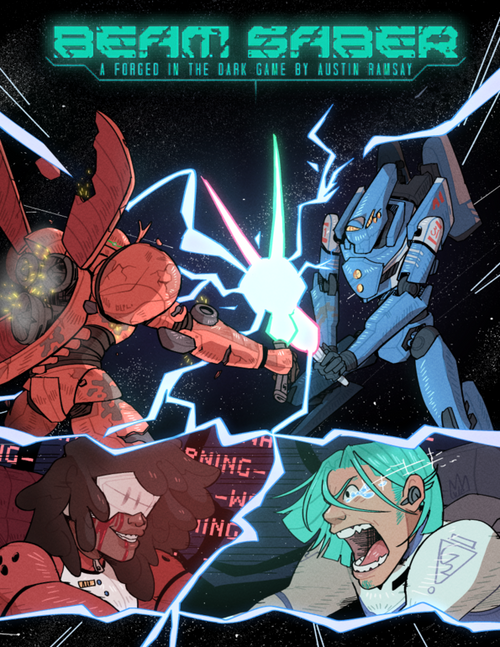 Anime art style, 4 characters fighting with lighting dividing frames 
