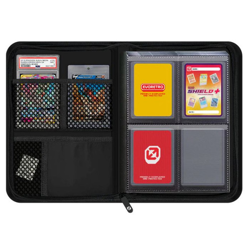 inside the open binder, 4 pockets 