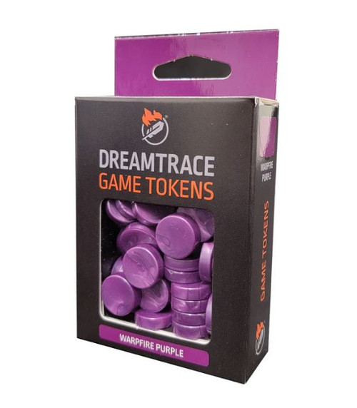 Black and purple packaging for checker looking purple tokens