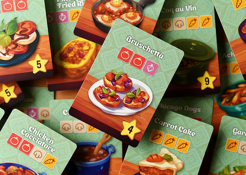 Recipe Cards  image of food and dice ingredients required 