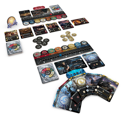Game components, including cards, tokens and more