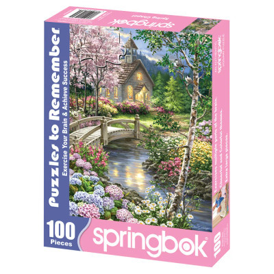 Pink front of board puzzle box for Spring Chapel