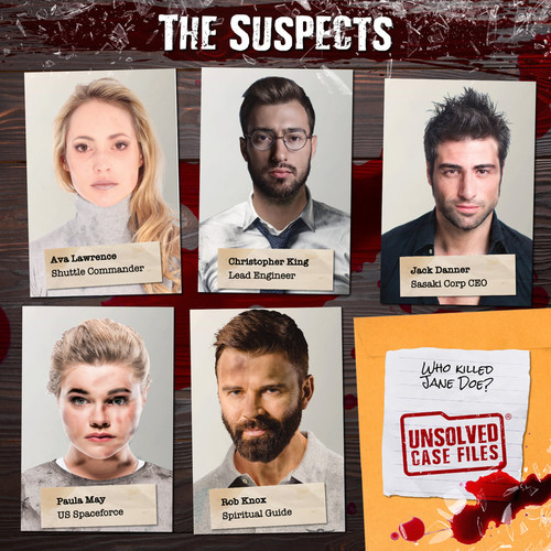 Five suspect photographs from the case file game