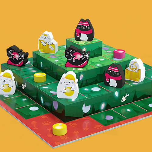 cats on a tiered game board.