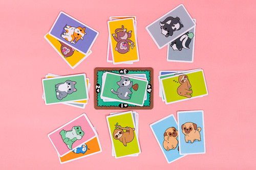 Gameplay example, animal cards in piles