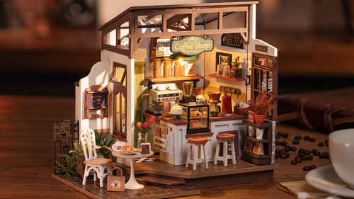 Model on display with LED light glowing warmly