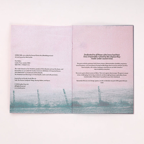 the dedication page, pale pink