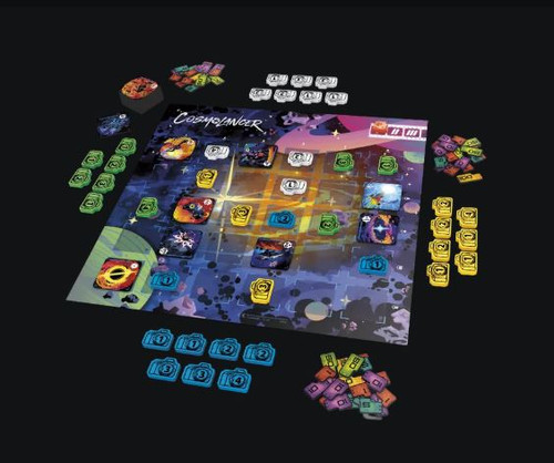 the game displayed with space board and 4 players with colored camera tokens
