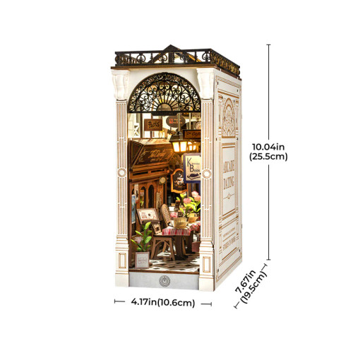 Assembled model with dimensions shown