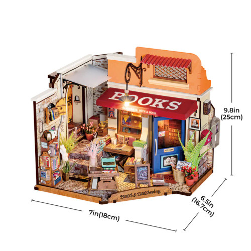 Assembled model with dimensions shown