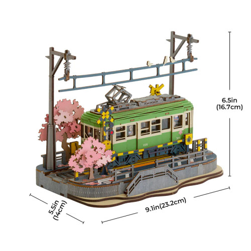 Completed model with dimensions