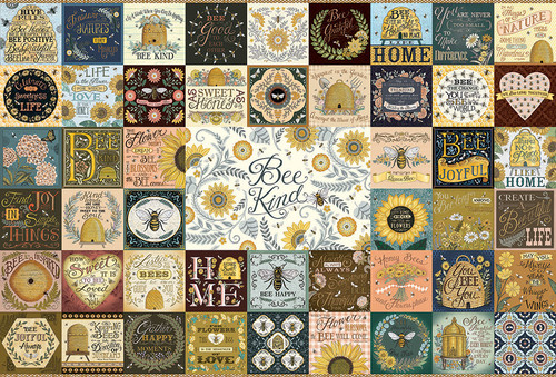 a quilt of bee puns and sweet phrases