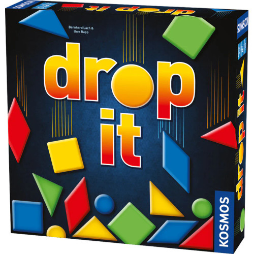 Game box, depicting colorful shapes falling