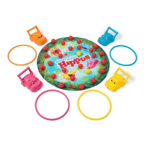 a playmat with color hippos and color coded rings.