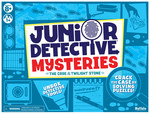 blue front of game box with spy mystery graphics