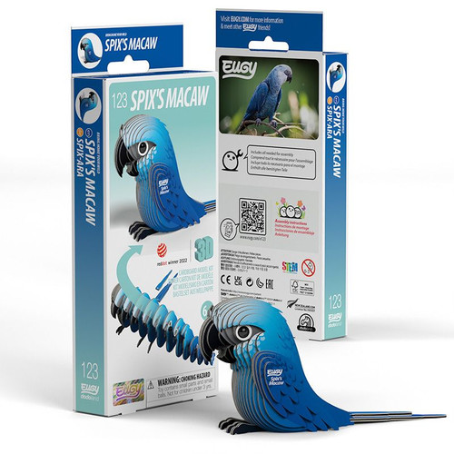blue parrot with blue and white product packaging