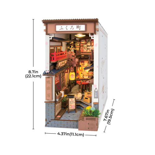 Completed model with dimensions shown