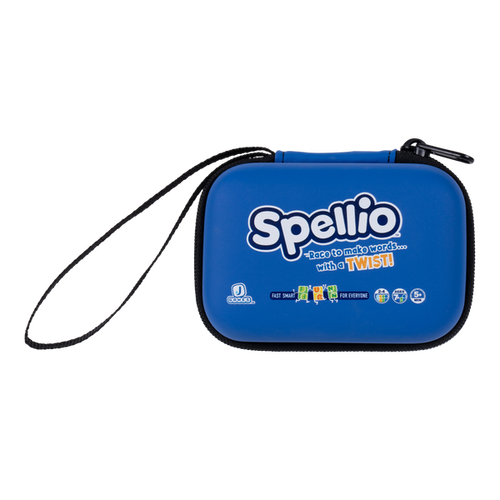 front of game packaging, blue hard case zipper with carrying loop