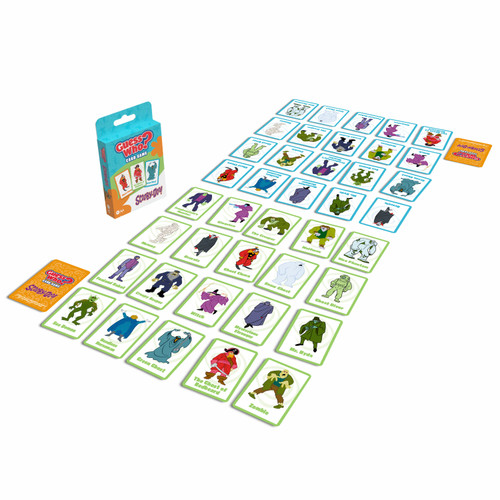 The green and blue cards with various characters