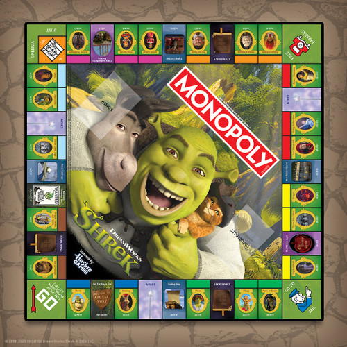 the game board with Shrek themes