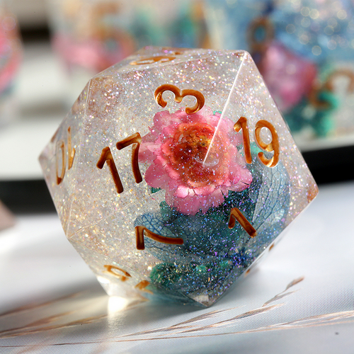 Closeup on the 20 sided die