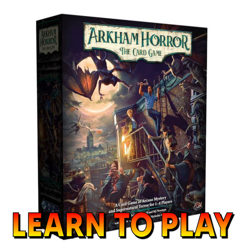 Event image, featuring the Arkham Horror The Card Game box