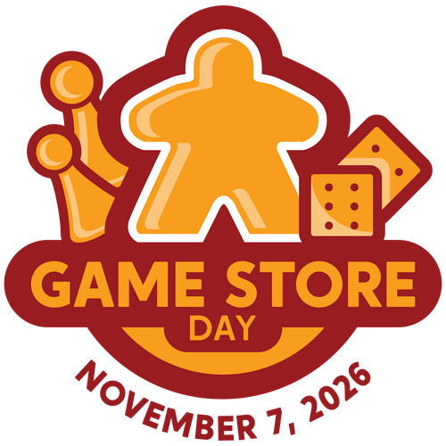 Game Store Day logo featuring various board game pieces
