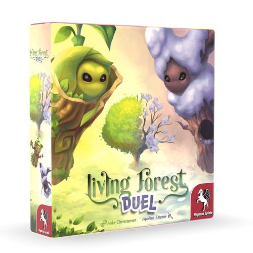Front of game box:  green vs a winter tree creatures, both trying to take over one tree Front of game box:  green vs a winter tree creatures, both trying to take over one tree