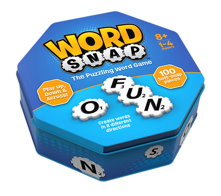 front of blue tin packaging for WordSnap