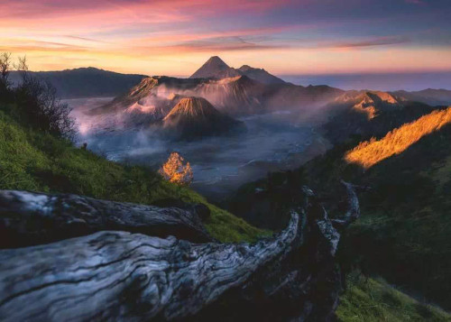 a black mountain on the island