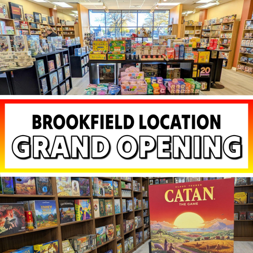 Event image, featuring photos of a board game store interior