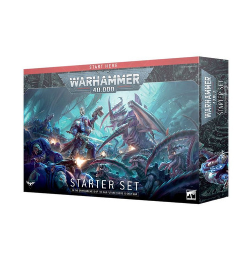 Outer packaging, depicting a space marine and alien Tyranid fighting on a battlefield