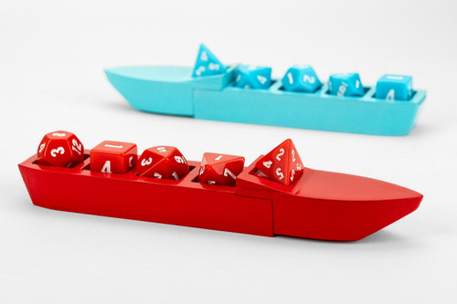 red and blue dice/boats