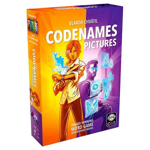 Purple and orange front of game box featuring characters that appear like spies
