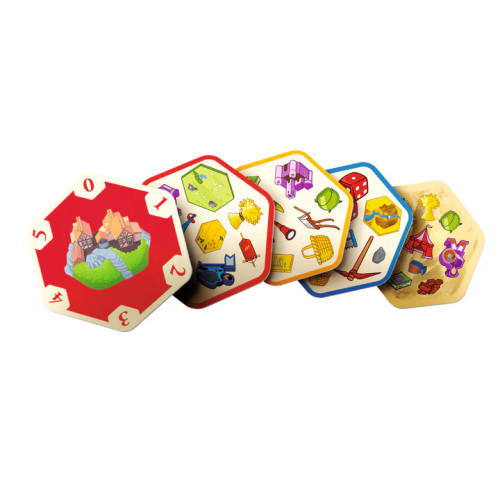 Example cards featuring Catan resources and symbols